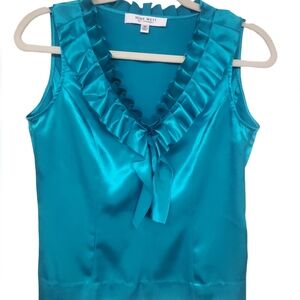 NINE WEST SLEEVELESS GREEN BLOUSE SIZE XS